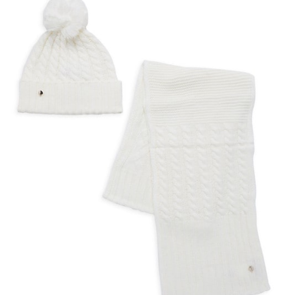 KATE SPADE NEW YORK 2-Piece Cable-Knit Beanie & Muffler Set, NWT!!!!!